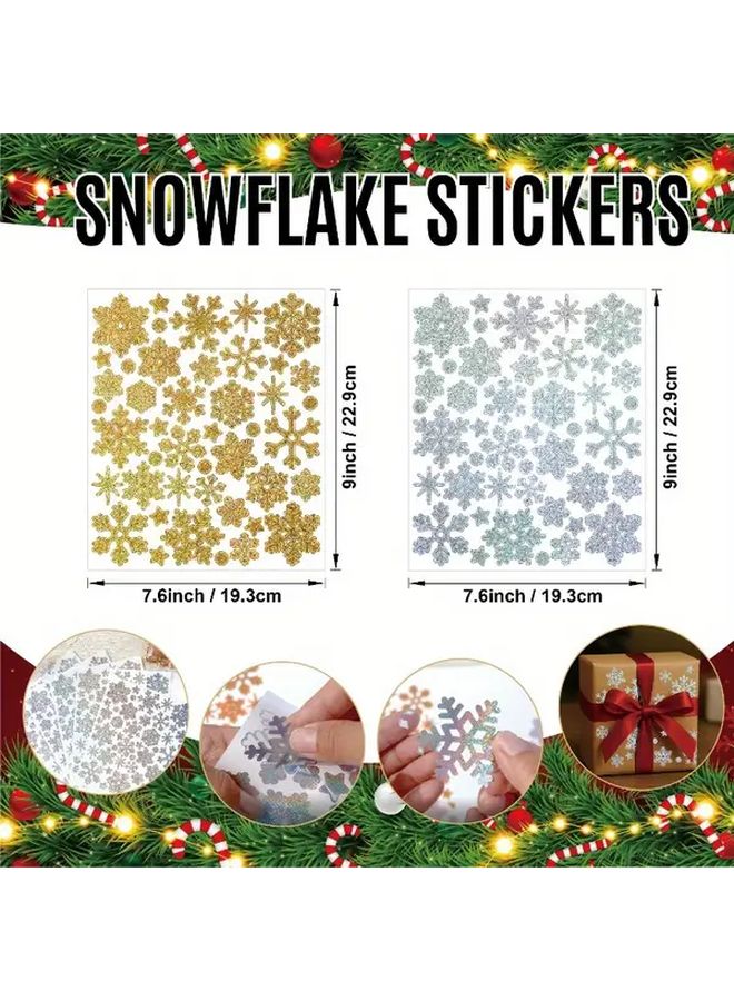 Golden Snowflake Stickers Self Adhesive Winter Glitter Decor for Crafts Gifts - Image 4