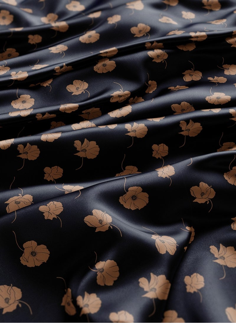 فيلاتو Ø¬Ù„Ø§Ø¨ÙŠØ© Ù…Ø®ÙˆÙŠØ± Ø¨ØªØµÙ…ÙŠÙ… Ø²Ù‡ÙˆØ± Ø¨Ø§Ù„Ù„ÙˆÙ† Ø§Ù„Ø£Ø³ÙˆØ¯ ÙˆØ§Ù„Ø¨Ù†ÙŠ Ù…Ù† Ù‚Ù…Ø§Ø´ Ø­Ø±ÙŠØ± Ø§Ù„Ù„ÙŠÙ„ Ø¹Ø±Ø§Ù…Ù†ÙŠ Ø¨Ø§Ù„ÙŠØ§Ø±Ø¯Ø©ØŒ Ø¹Ø±Ø¶ 58 Ø¨ÙˆØµØ© - Image 3