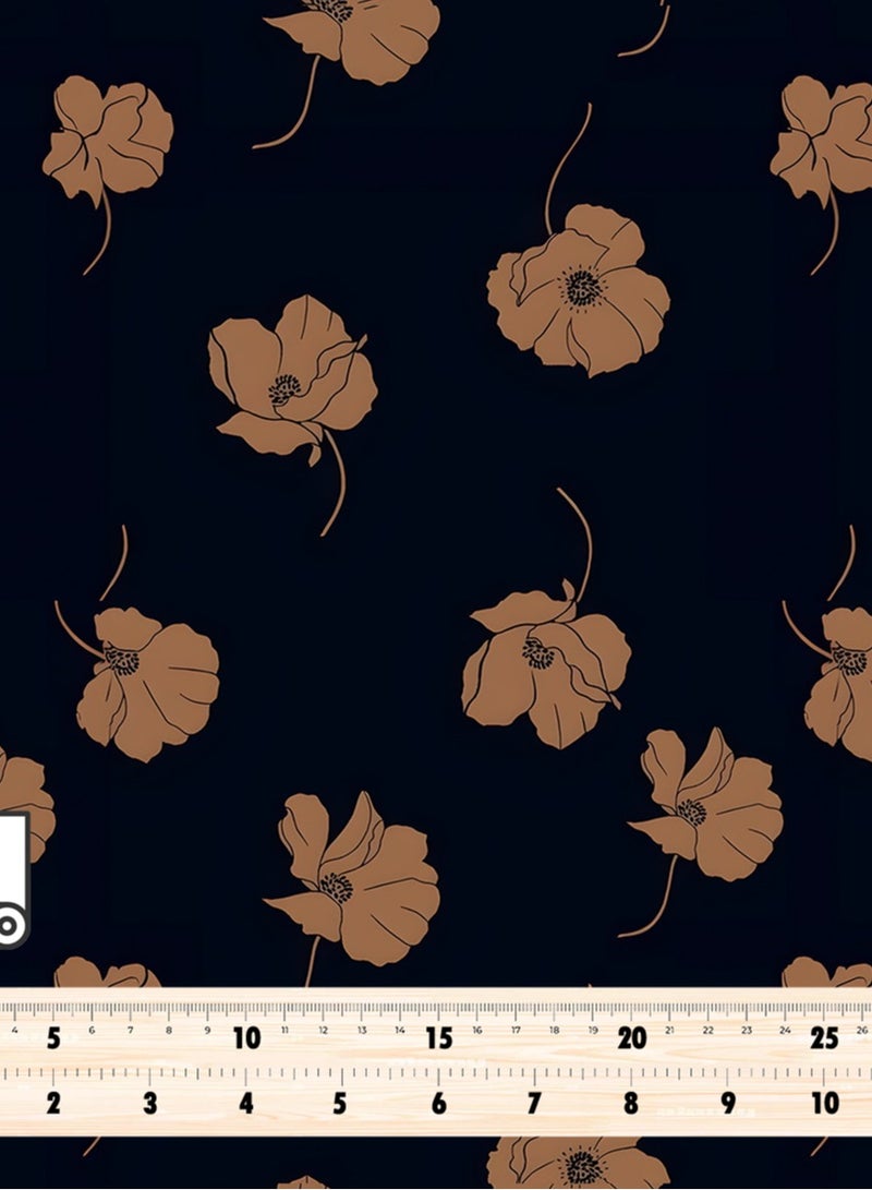 فيلاتو Ø¬Ù„Ø§Ø¨ÙŠØ© Ù…Ø®ÙˆÙŠØ± Ø¨ØªØµÙ…ÙŠÙ… Ø²Ù‡ÙˆØ± Ø¨Ø§Ù„Ù„ÙˆÙ† Ø§Ù„Ø£Ø³ÙˆØ¯ ÙˆØ§Ù„Ø¨Ù†ÙŠ Ù…Ù† Ù‚Ù…Ø§Ø´ Ø­Ø±ÙŠØ± Ø§Ù„Ù„ÙŠÙ„ Ø¹Ø±Ø§Ù…Ù†ÙŠ Ø¨Ø§Ù„ÙŠØ§Ø±Ø¯Ø©ØŒ Ø¹Ø±Ø¶ 58 Ø¨ÙˆØµØ© - Image 4