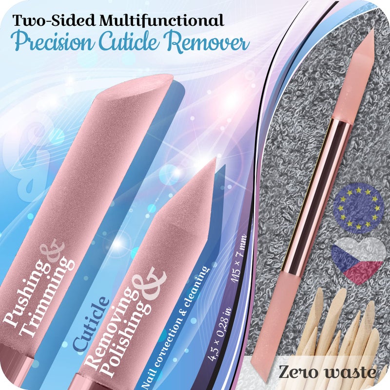 GLADZY Glass Cuticle Pusher - Manicure Cuticle Stick - Crystal Glass Cuticle Remover - Professional Nail Care Tool - Genuine Czech Quality Premium File Set - Image 2