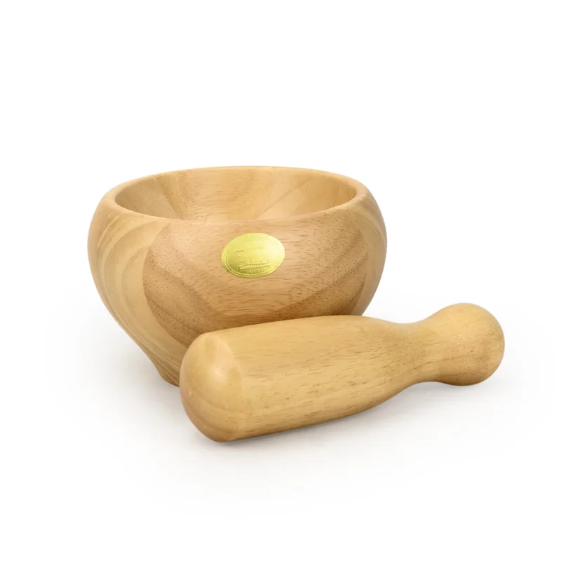 Billi Billi Wooden Mortar and Pestle Rubberwood Spice Grinder Set 15cm – Manual Herb Crusher for Garlic, Masala & Spices, Durable Natural Wood Kitchen Grinding Tool