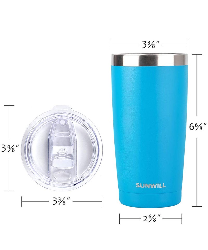 SUNWILL Travel Coffee Tumbler 20 oz, Insulated Mug with Lid, Stainless Steel Cup for Outdoor, Powder Coated Royal Blue - Image 3