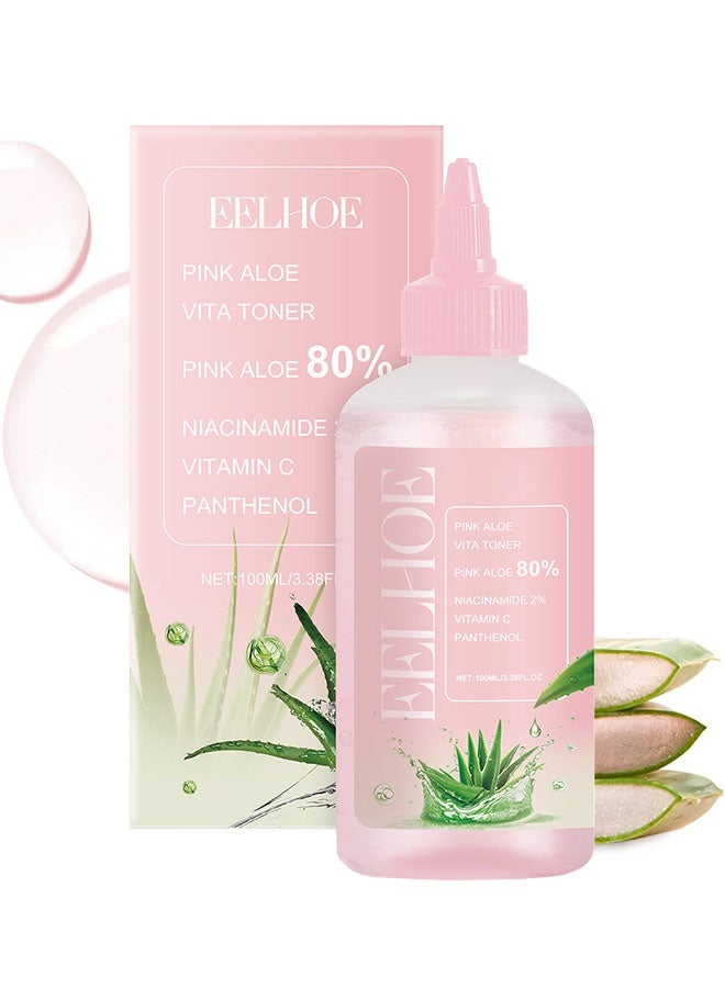 Pink Aloe Vita Toner | Calms and Soothes Redness, Smoothens, and Controls Excess Sebum | 80% Pink Aloe Vera Water | Hydrating, Non-Sticky 100ML