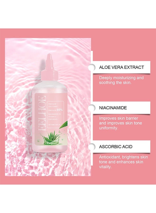 إيلهو تونر صبار الوردي | يهدئ ويخفف الاحمرار، يُنعّم ويضبط إفراز الدهون الزائدة | 80% ماء صبار وردي | مرطب، غير لزج 100 مل - Image 2