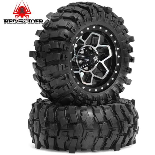 REDSPIDER Metal 19 Beadlock Wheels and Crawler Tires OD 88MM346 4PCS for 112 RC Crawler MJX H12Y MN128 MN82S LC79 Black - Image 5