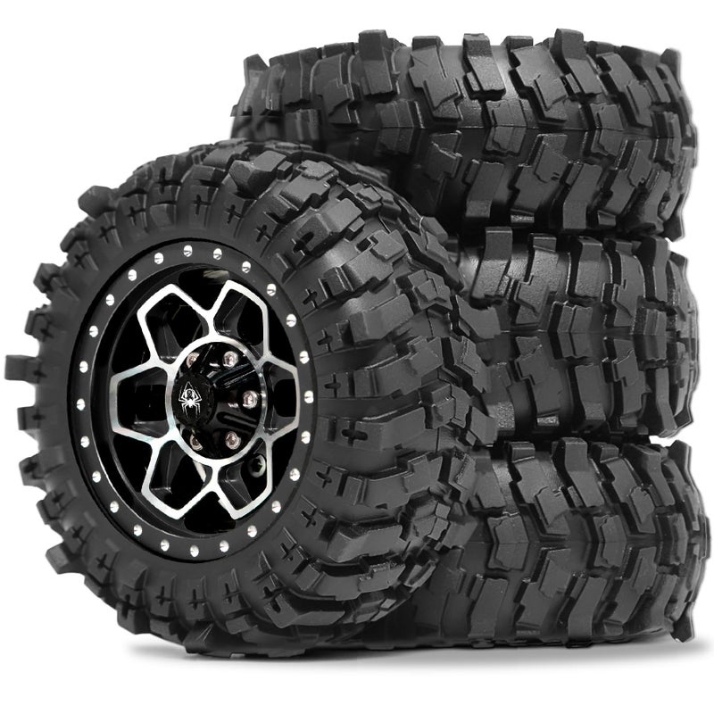 REDSPIDER Metal 19 Beadlock Wheels and Crawler Tires OD 88MM346 4PCS for 112 RC Crawler MJX H12Y MN128 MN82S LC79 Black - Image 3