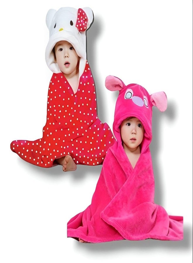 First Kick Baby Bath Towels New Born Combo Pack of Hooded Quick Water Absorbing Towels for Baby Boys and Baby Girls Pack of 2 Pcs, (0-6 Months, L 83 cm x B 80 cm) - Image 1