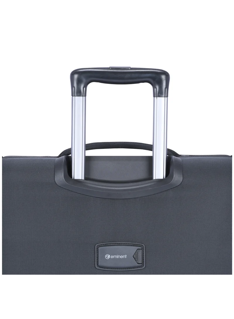 eminent Unisex Soft Travel Bag Large Luggage Trolley Polyester Lightweight Expandable 4 Double Spinner Wheeled Suitcase with 3 Digit TSA lock E788 Black