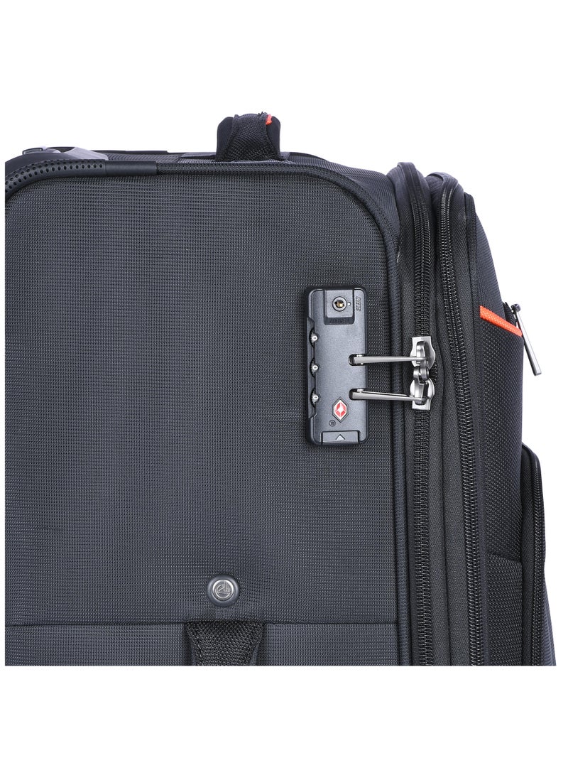 eminent unisex soft travel bag large luggage trolley polyester lightweight expandable 4 double spinner wheeled suitcase with 3 digit tsa lock e788 black - Image 4