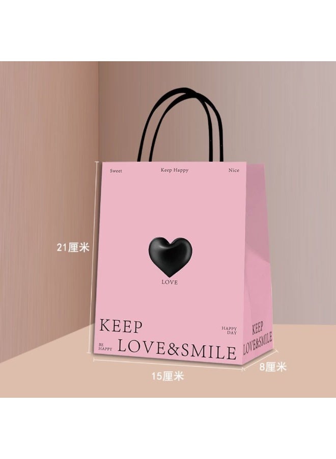 Keep Ramadan 21x15x8cm Gift Bags, Pink Heart Pattern Gift Bags, Portable Paper Gift Bags, Suitable for Candy, Baking, Beverages, Birthday Party, Valentine's Day Wedding Party, etc. (10 Pack) - Image 3