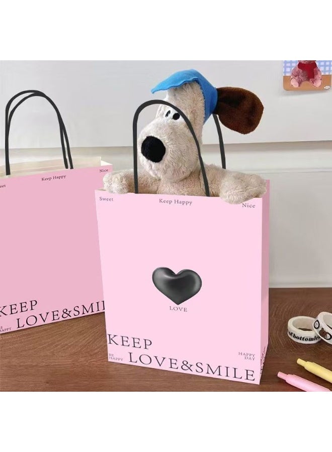 Keep Ramadan 21x15x8cm Gift Bags, Pink Heart Pattern Gift Bags, Portable Paper Gift Bags, Suitable for Candy, Baking, Beverages, Birthday Party, Valentine's Day Wedding Party, etc. (10 Pack) - Image 5