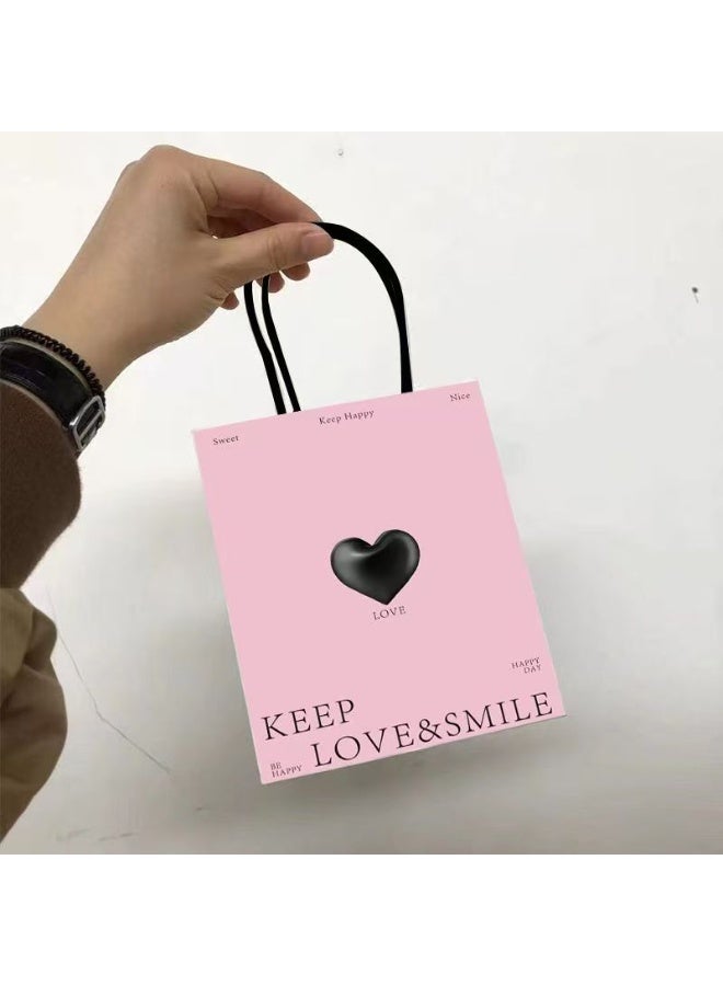 Keep Ramadan 21x15x8cm Gift Bags, Pink Heart Pattern Gift Bags, Portable Paper Gift Bags, Suitable for Candy, Baking, Beverages, Birthday Party, Valentine's Day Wedding Party, etc. (10 Pack) - Image 4