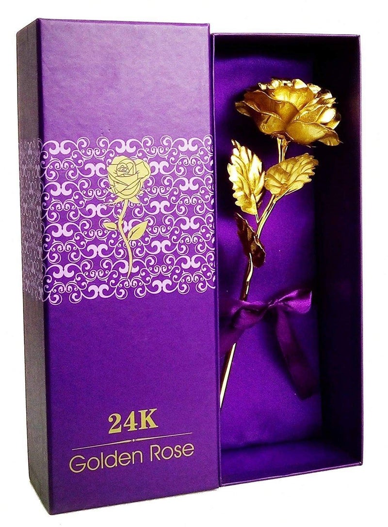 FOMQUAZLI FOMQUAZLI Artificial Golden Rose 24K Golden Rose for Wife Girlfriend Best Gift Valentine Day Surprise Gift for Love Flower for Decorations with Carry Bag  - Image 1