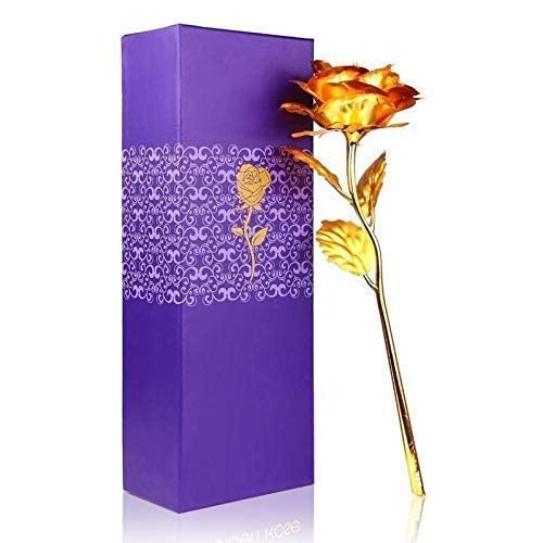 FOMQUAZLI FOMQUAZLI Artificial Golden Rose 24K Golden Rose for Wife Girlfriend Best Gift Valentine Day Surprise Gift for Love Flower for Decorations with Carry Bag  - Image 2