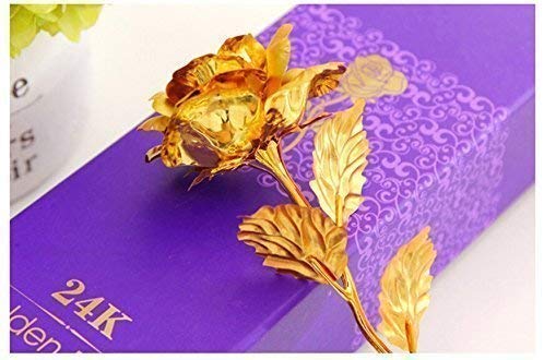 FOMQUAZLI FOMQUAZLI Artificial Golden Rose 24K Golden Rose for Wife Girlfriend Best Gift Valentine Day Surprise Gift for Love Flower for Decorations with Carry Bag  - Image 4
