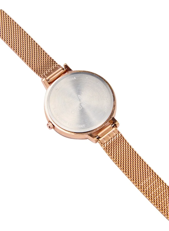 Chumbak TEAL BY CHUMBAK Women's Analog Rose Gold Metal Watch | Stainless Steel Mesh Strap (Carnival Elephant), Black