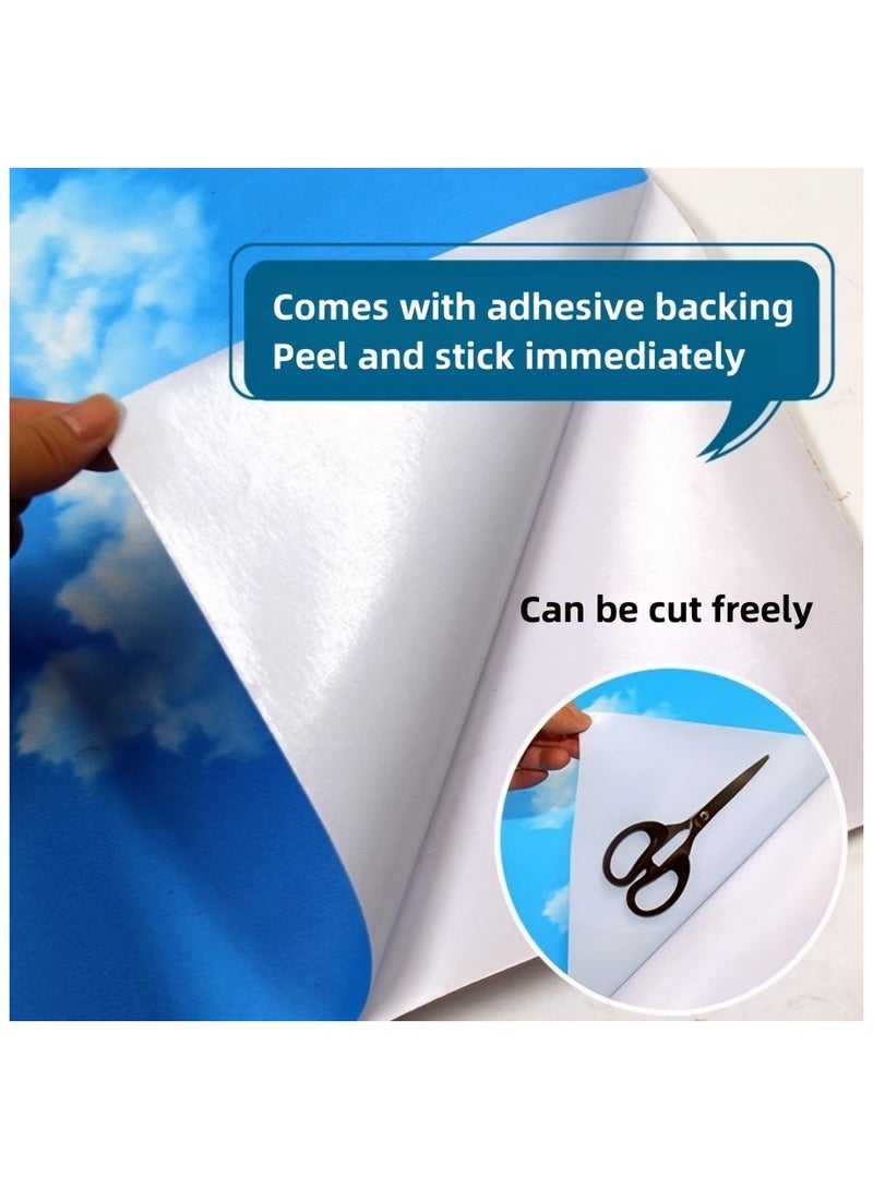 Anna 45CM x 5M Waterproof Sky Blue and White Cloud Wall Stickers, Decorative Peel and Stick for Bedroom and Living Room, Creative Wall Decor - Image 2