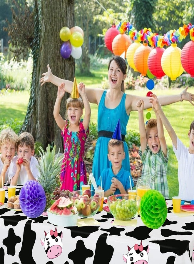 Inspireyee Cow Print Plastic Tablecloth (Pack of 4), 86 x 51 inches Farm Animal Themed Party Tablecovers for Cow Theme Birthday Party Supplies (A) - Image 5