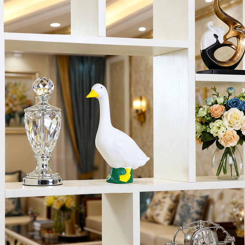 YIHAOSSING Goose Statue 7 inch,White Resin Goose Figurine Ornament, Desktop Goose Figurines Ornament Mini Desk Goose for Home Indoor Outdoor Decor - Image 4