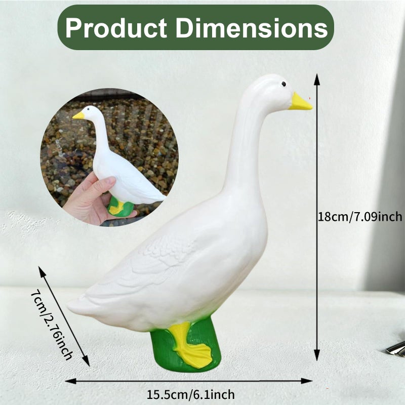 YIHAOSSING Goose Statue 7 inch,White Resin Goose Figurine Ornament, Desktop Goose Figurines Ornament Mini Desk Goose for Home Indoor Outdoor Decor - Image 2