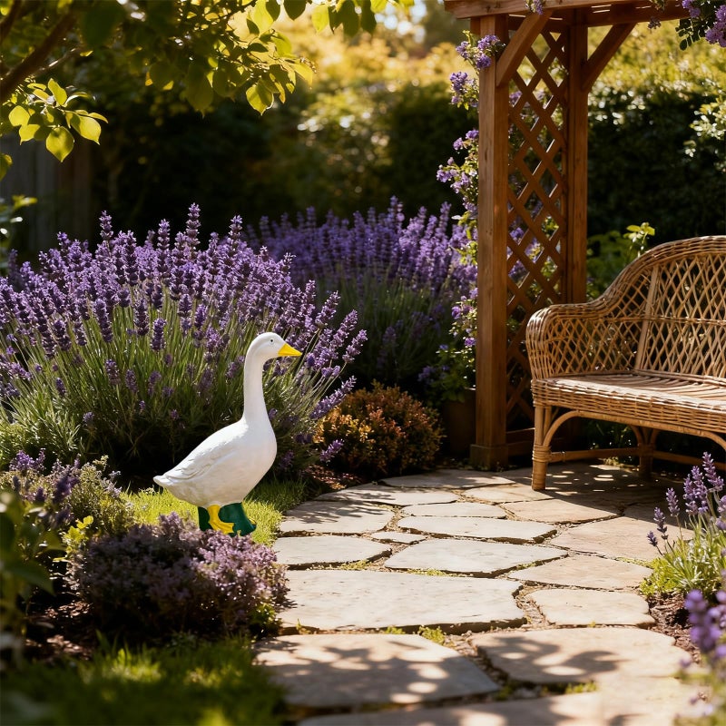 YIHAOSSING Goose Statue 7 inch,White Resin Goose Figurine Ornament, Desktop Goose Figurines Ornament Mini Desk Goose for Home Indoor Outdoor Decor - Image 5