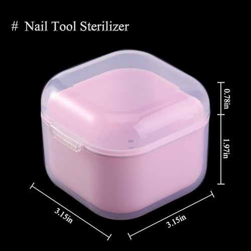 Fspronail 1Pcs Nail Tool Sterilizer, Nail Drill Bits Cleaning Box Disinfection Container For Nail Art Accessories Manicure Sterilization Tray Salon Supplies Sterilizer Cup With Drain Basket (pink) - Image 2
