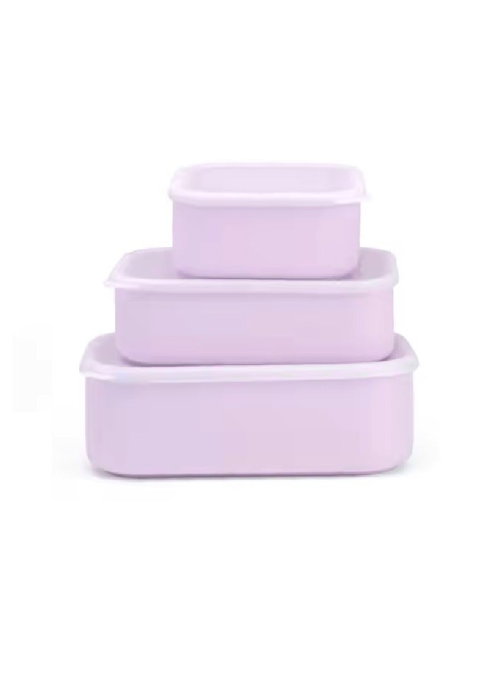 Set of three, Lunch boxes for kids, Leakproof Food Storage Portable Lunch Box with Lid Silicone Bento Box for Kids/ Light Purple (small 9.5*9.5*4.5 CM, medium 18*12*5 CM, large 21.5*14.5*6.5 CM) - Image 1