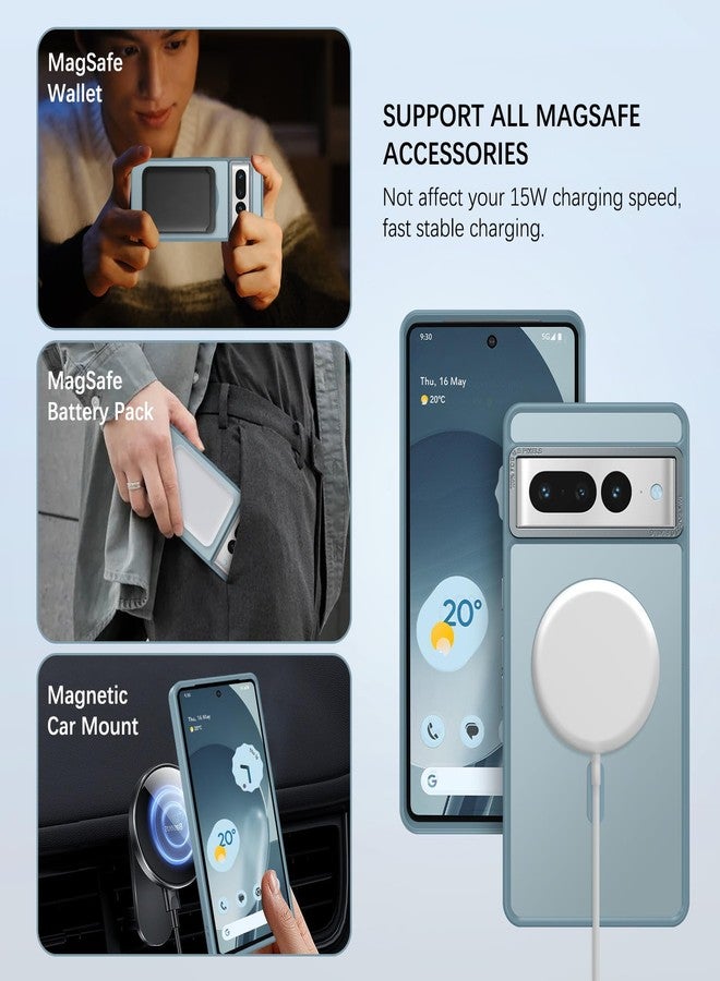 BENTOBEN for Google Pixel 7 Pro Case [Compatible with Magsafe] Translucent Matte Magnetic Pixel 7 Pro Case Slim Shockproof Women Men Protective Phone Cases for Google Pixel 7 Pro 6.7", Grey Blue - Image 2