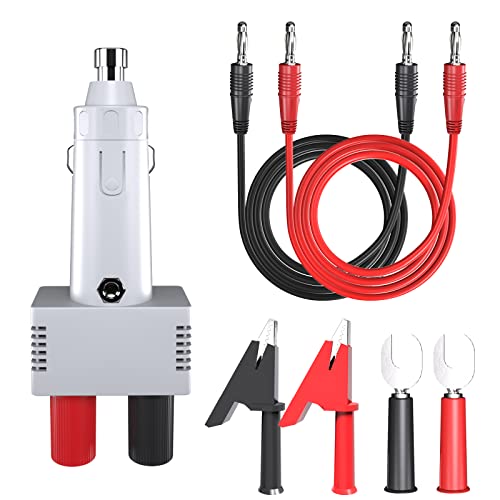Goupchn Cigarette Lighter Plug Male to Dual 4mm Female Banana Socket Car Charger Adapter 12V 10A with Power Wires Alligator Clips for Motorcycle, ATV, Bus, Dining Car - Image 1
