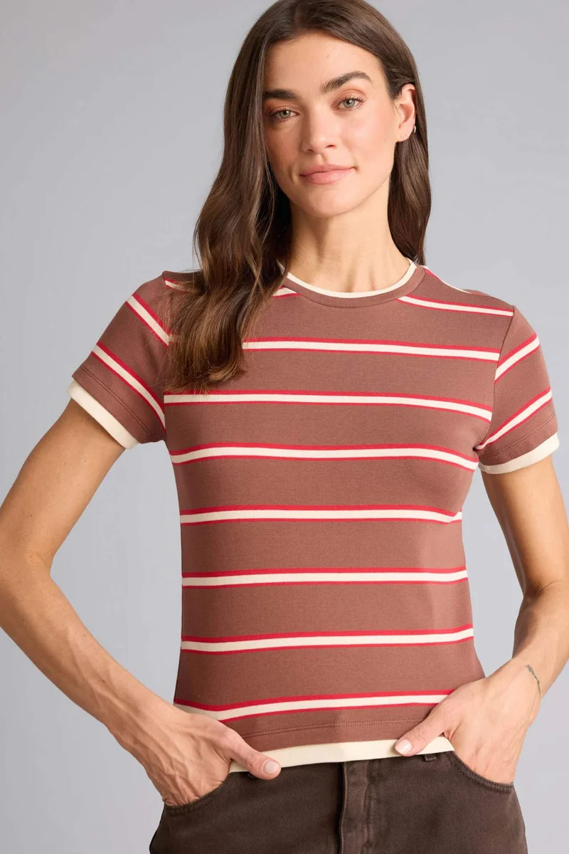ديفاكتو Regular Fit Crew Neck Ribana Short Sleeve T-Shirt