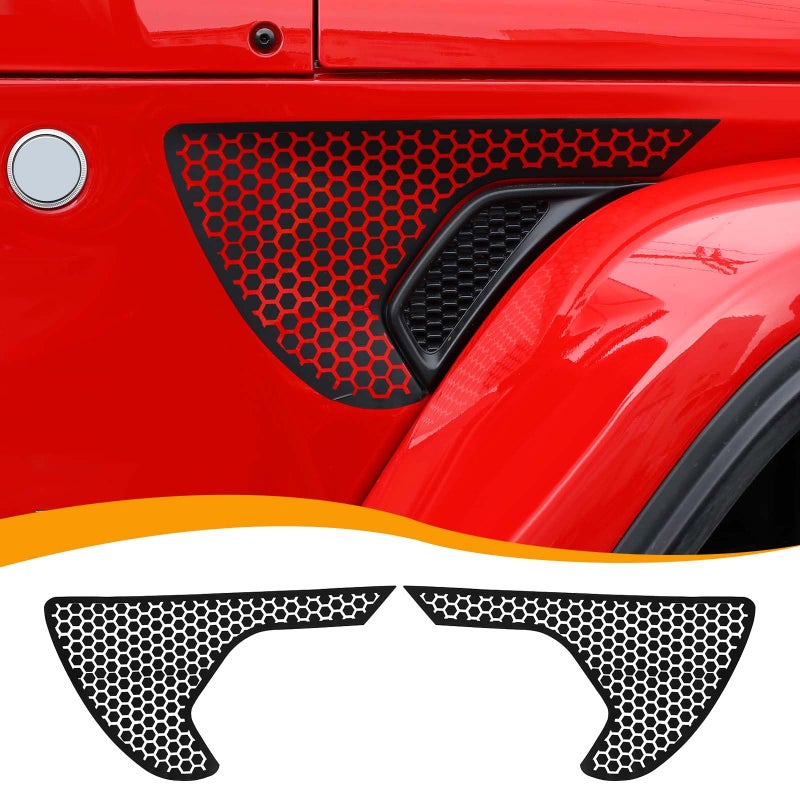 Hoolcar Side Fender Vent Decal Wheel Eyebrow Fender Panel Decals Precut Fender Stickers Compatible with Jeep Wrangler 20182024 JL JLU 20202024 Gladiator JT Black 2PCs