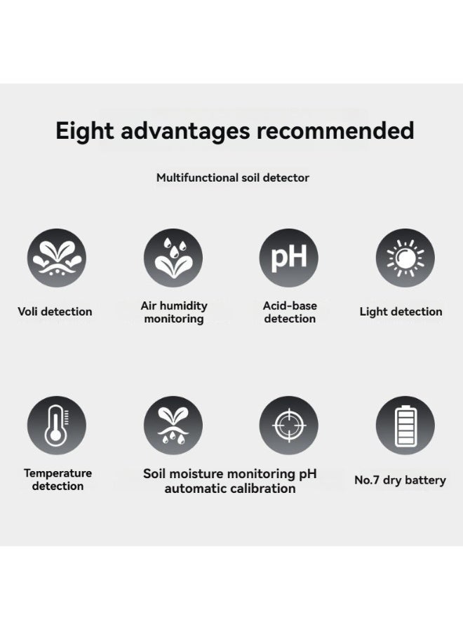 إم مياويان جهاز اختبار التربة 6 في 1 لقياس الرطوبة والحرارة ودرجة الحموضة والخصوبة – أداة زراعية دقيقة للمزارعين والباحثين - Image 2