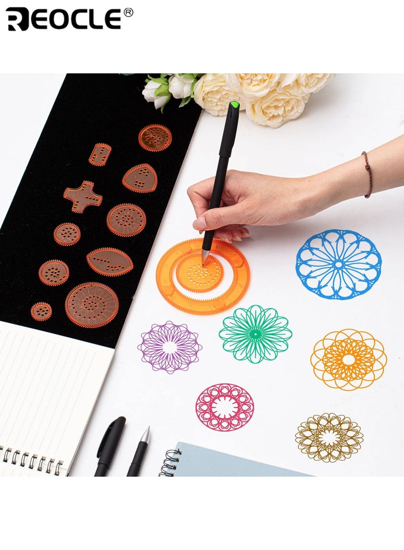 ريوكل مجموعة أدوات الرسم السبيروغراف التعليمية من 22 قطعة بتصميم مساطر الكاليدوسكوب الساحر - طقم رسم إبداعي بأنماط هندسية لمكافآت الطلاب في الفصل الدراسي (متعدد الألوان) - Image 2