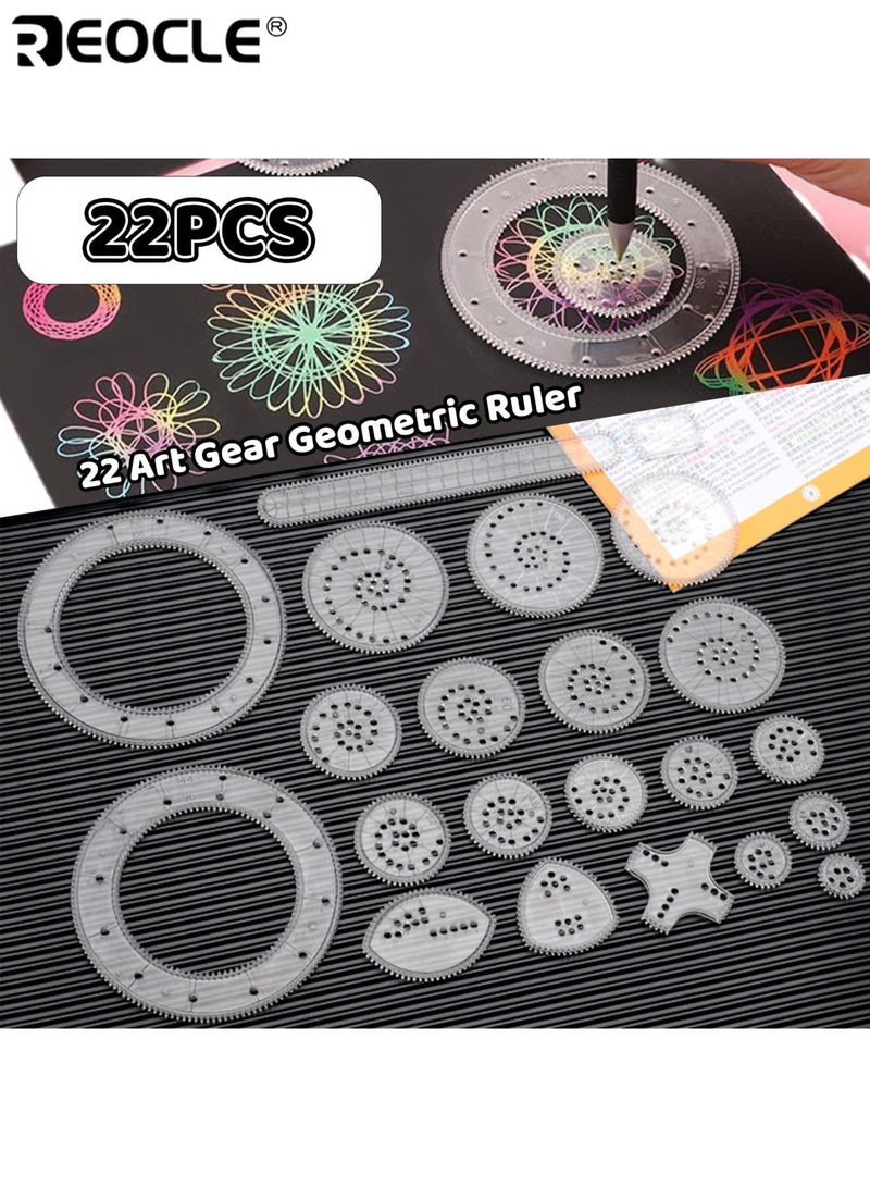 ريوكل مجموعة أدوات الرسم السبيروغراف التعليمية من 22 قطعة بتصميم مساطر الكاليدوسكوب الساحر - طقم رسم إبداعي بأنماط هندسية لمكافآت الطلاب في الفصل الدراسي (متعدد الألوان) - Image 3