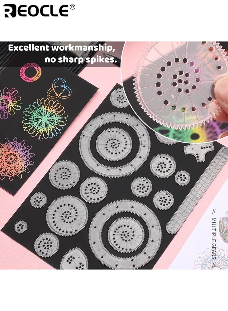 ريوكل مجموعة أدوات الرسم السبيروغراف التعليمية من 22 قطعة بتصميم مساطر الكاليدوسكوب الساحر - طقم رسم إبداعي بأنماط هندسية لمكافآت الطلاب في الفصل الدراسي (متعدد الألوان) - Image 4