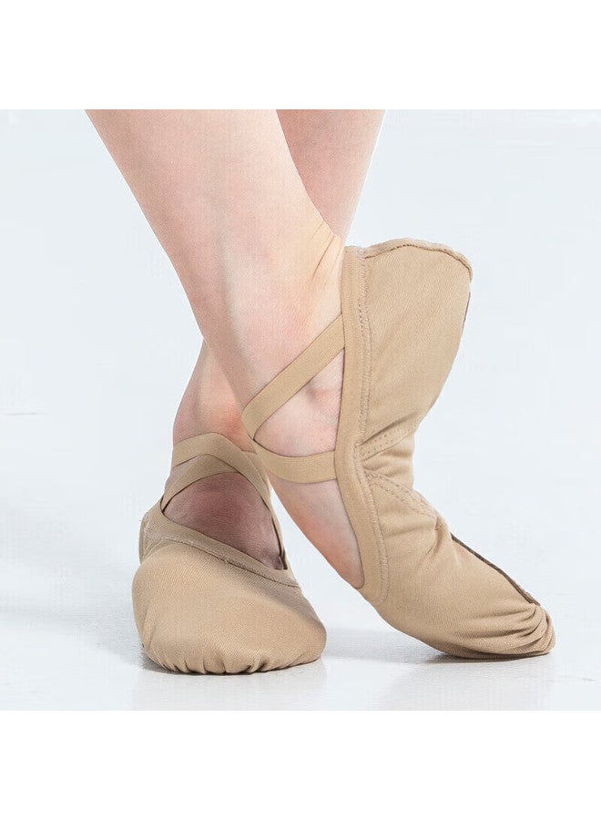 Sansha Dance Shoes For Women, Ballet Practice Soft Shoes, Elastic Fabric With Two Pieces Of Sole, Cat Paw Shoes For Exams, 76e, Sand Color, Size 36 - Image 2