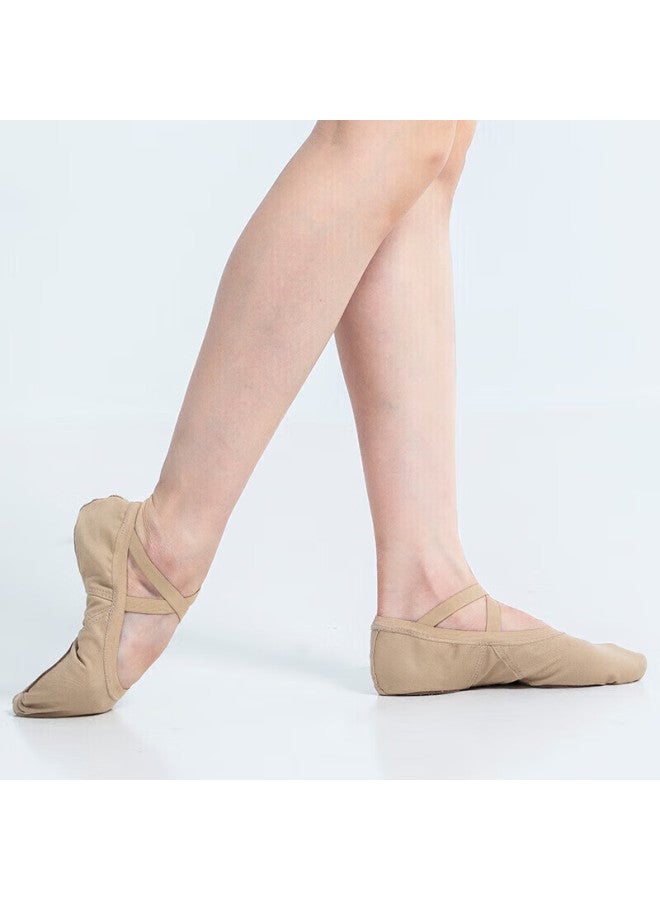 Sansha Dance Shoes For Women, Ballet Practice Soft Shoes, Elastic Fabric With Two Pieces Of Sole, Cat Paw Shoes For Exams, 76e, Sand Color, Size 36 - Image 5
