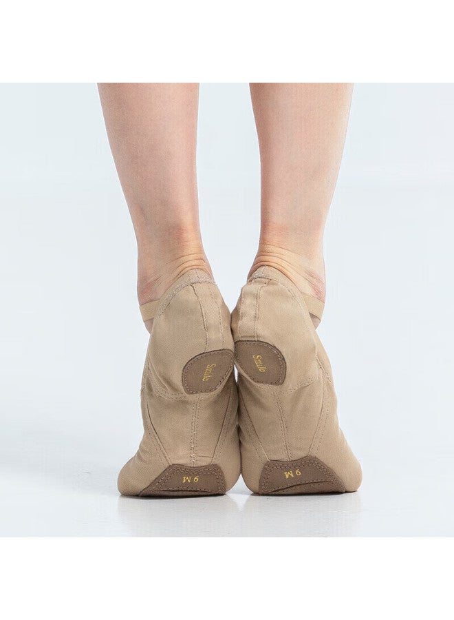 Sansha Dance Shoes For Women, Ballet Practice Soft Shoes, Elastic Fabric With Two Pieces Of Sole, Cat Paw Shoes For Exams, 76e, Sand Color, Size 36 - Image 4