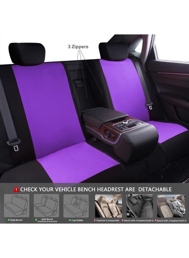 CAR PASS 11pcs Universal Car Seat Covers 100% Breathable with 5mm Composite Sponge Inside,Airbag Compatible 3 Zipper (Black and Purple) - Image 5