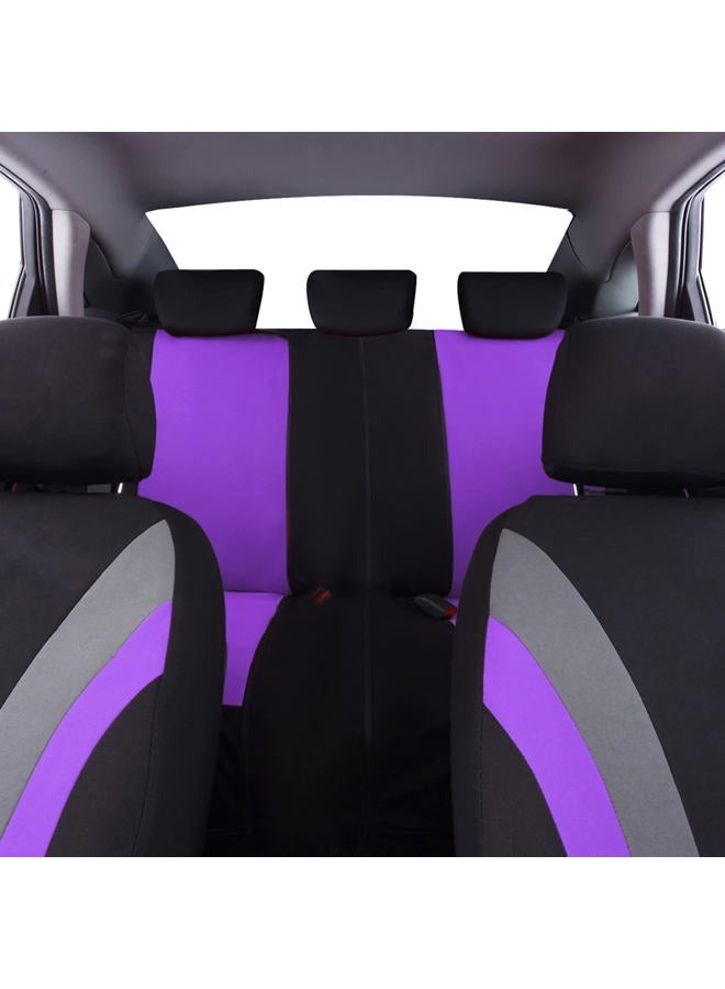 CAR PASS 11pcs Universal Car Seat Covers 100% Breathable with 5mm Composite Sponge Inside,Airbag Compatible 3 Zipper (Black and Purple) - Image 4