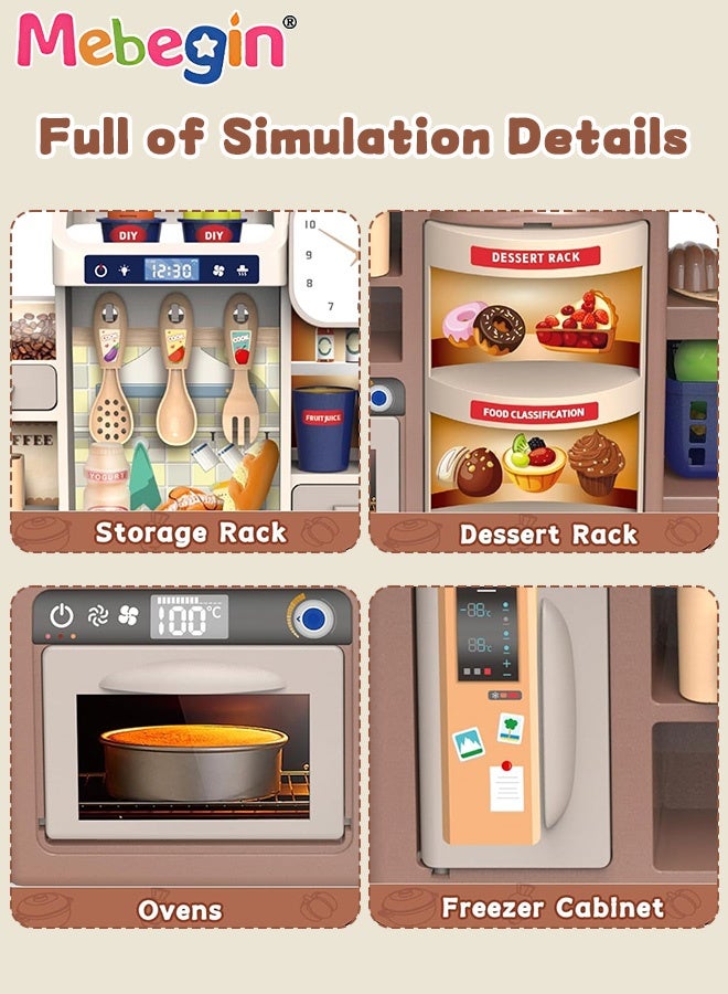 MEBEGIN Pretend Kitchen Toy Set with Rich Accessories, Kitchen Play Set Toy with Realistic Light, Sound and Steam Simulation, Indoor Kitchen Cooking Playset Toys with Water Outlet, Ideal Gift for Kids, 34.5*16*41.8cm - Image 5