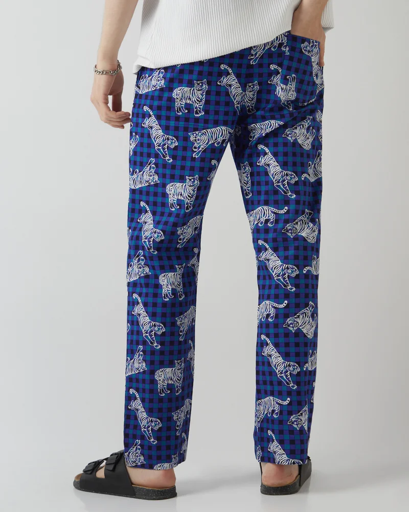 bewakoof  Men's Blue All Over Printed Pyjamas for Men | Best Price UAE