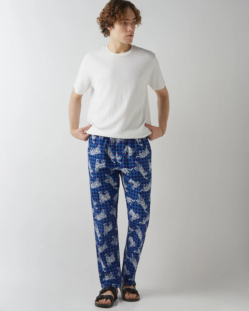 bewakoof  Men's Blue All Over Printed Pyjamas for Men | Best Price UAE