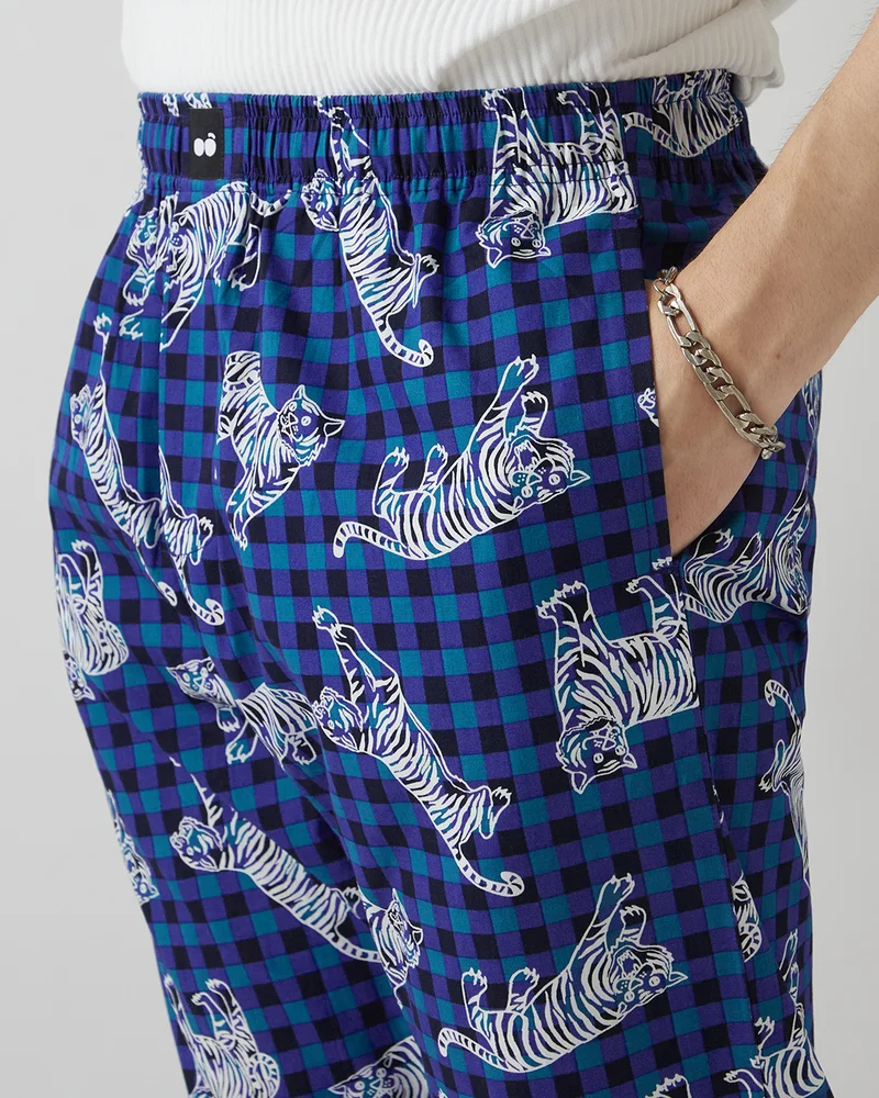 bewakoof  Men's Blue All Over Printed Pyjamas for Men | Best Price UAE