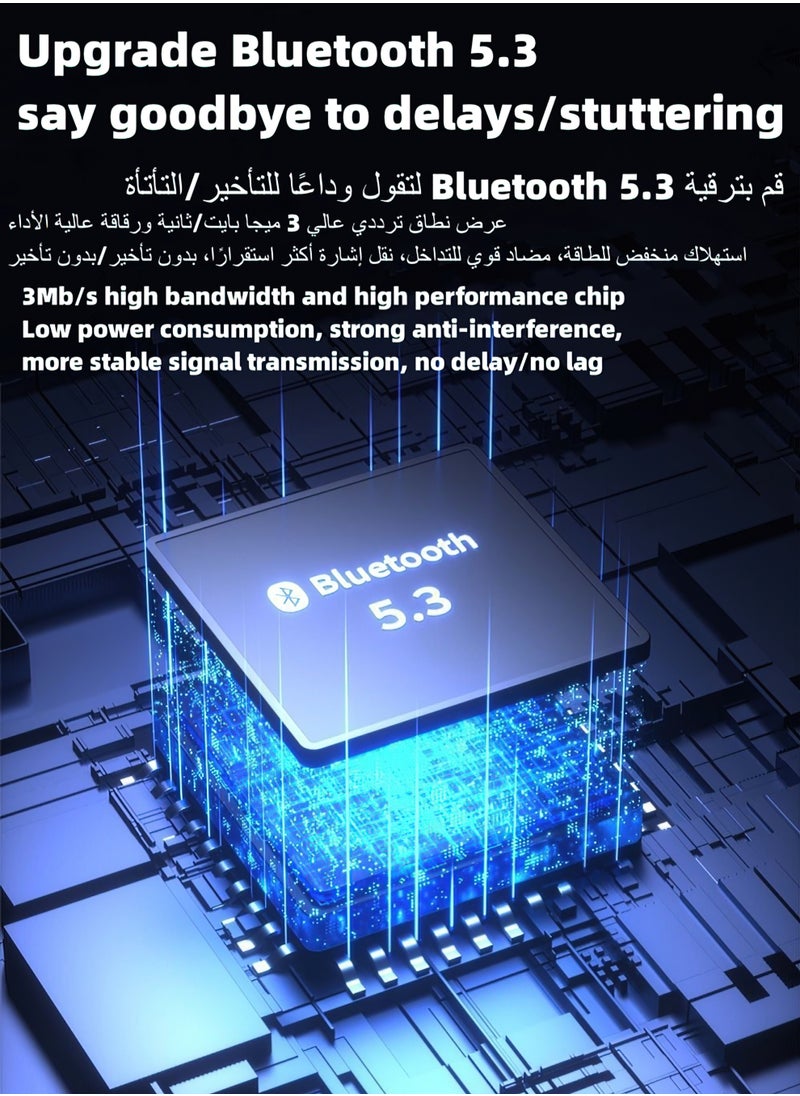 USB Bluetooth Adapter 5.3 Transmitter Audio Receiver PC Desktop Laptop Computer Internet Function Connected To Mobile Phone Wireless Headset Mouse Keyboard Grey