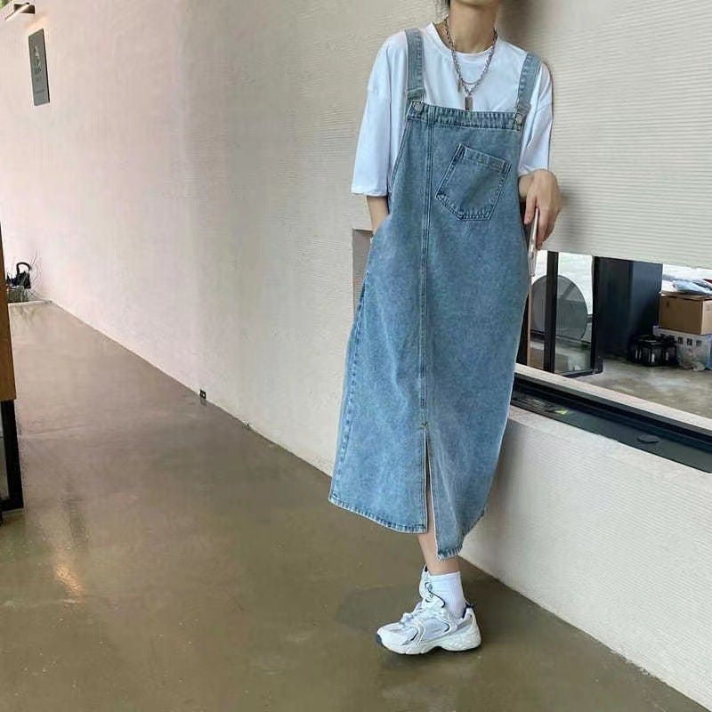 Spring Autumn 2025 Loose Unusual Light Blue Denim Overalls Set Korean Style Vintage Small Size Two-Piece Suit for Women Light blue