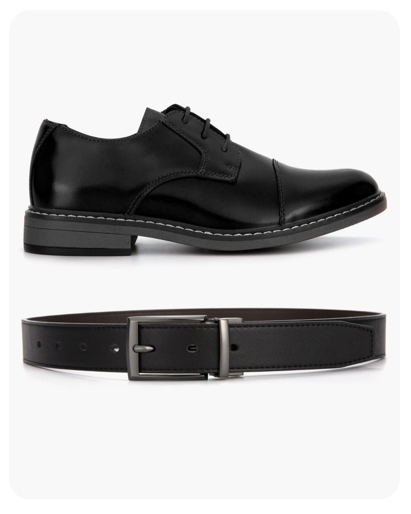 CHAOREN Boys Belt, Most Size Kids 1 1/4" Dress Reversible Belt for Youth - One Leather Belt Two Style - Image 3