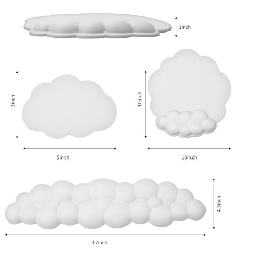 LetGoShop Cloud Keyboard and Mouse Wrist Rest Pad for Computer Arm Pain Relief- Ergonomic Wrist Support Mousepad with Non-Slip PU Base for Office, Gaming, and Home Use Anti-Fatigue(White) - Image 2