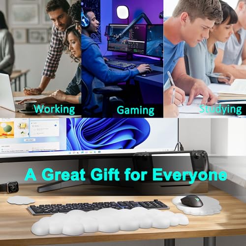 LetGoShop Cloud Keyboard and Mouse Wrist Rest Pad for Computer Arm Pain Relief- Ergonomic Wrist Support Mousepad with Non-Slip PU Base for Office, Gaming, and Home Use Anti-Fatigue(White) - Image 5