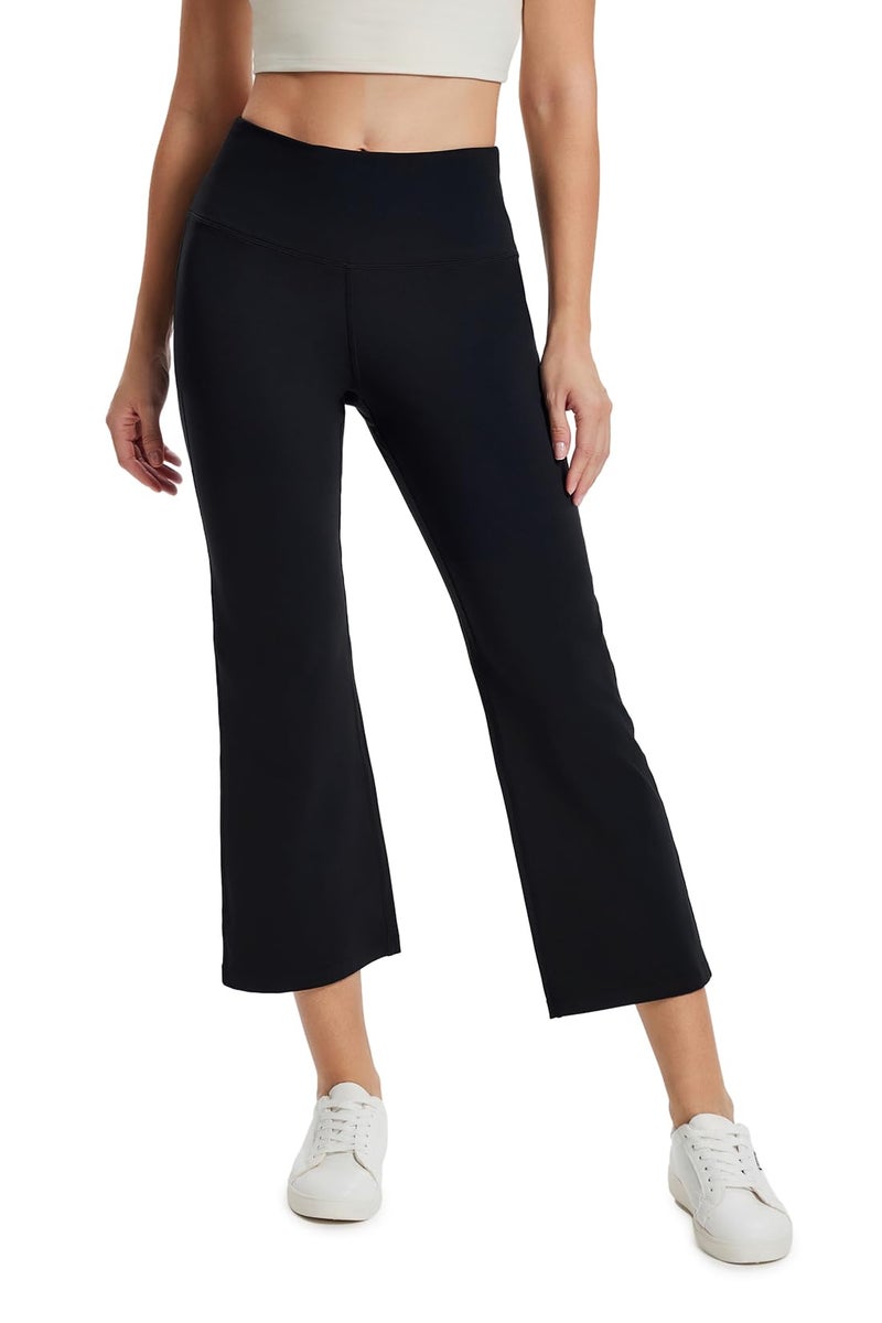 Yogipace Women's High Rise Flare Capri Yoga Pants, Cropped Bootcut Leggings for Casual Lounge Travel, 23", Black, Size L - Image 1
